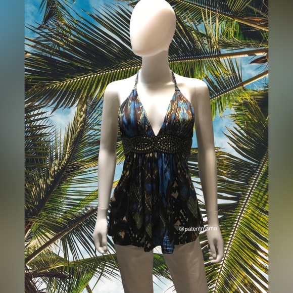 Sky Tops - WOMENS 100% SILK SPAGHETTI STRAP V NECK EMBELLISHED SLEEVELESS TOP SIZE M